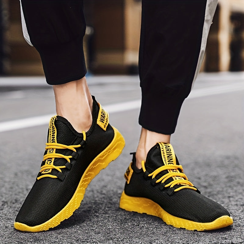 Men's Knitted Breathable Lightweight Comfy Casual Shoes For Traveling Jogging, Spring And Summer