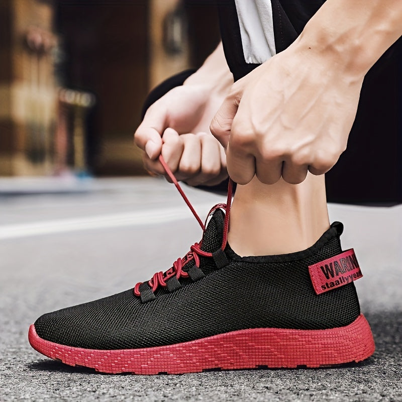 Men's Knitted Breathable Lightweight Comfy Casual Shoes For Traveling Jogging, Spring And Summer