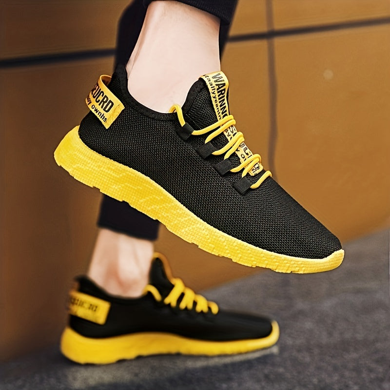 Men's Knitted Breathable Lightweight Comfy Casual Shoes For Traveling Jogging, Spring And Summer