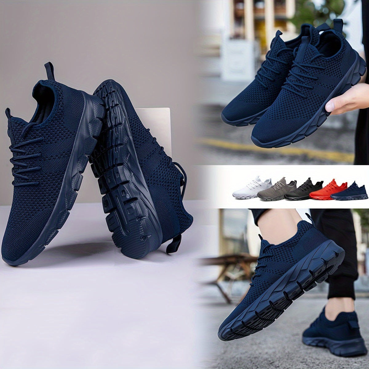 Men's Lightweight Sneakers, Athletic Shoes, Breathable Lace-ups