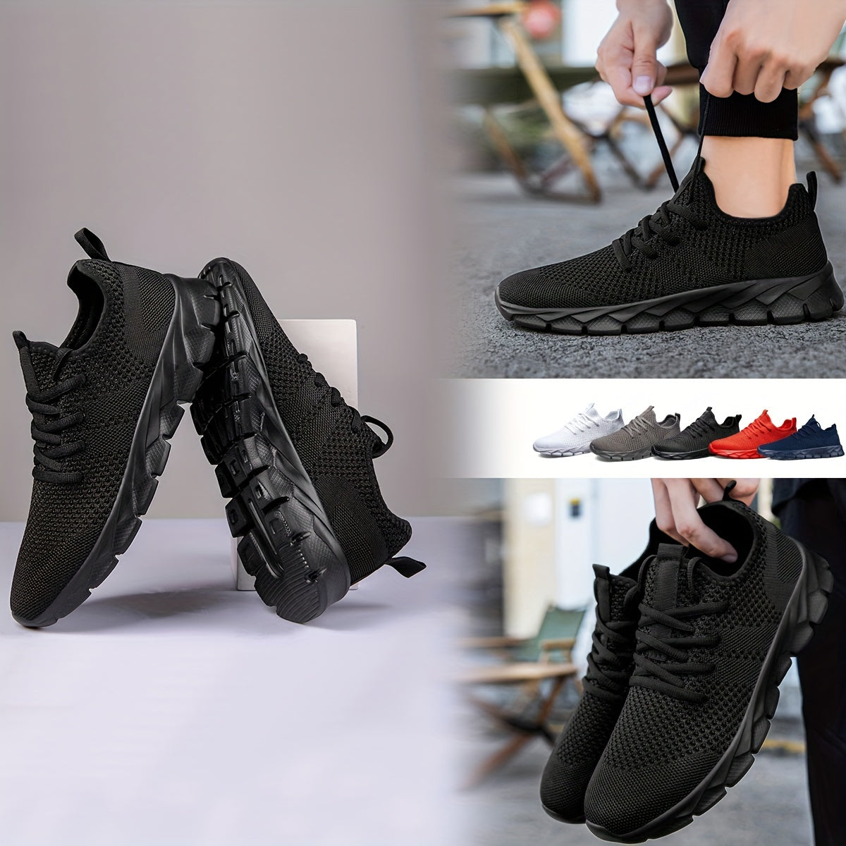 Men's Lightweight Sneakers, Athletic Shoes, Breathable Lace-ups