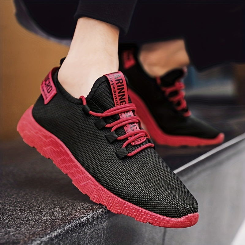 Men's Knitted Breathable Lightweight Comfy Casual Shoes For Traveling Jogging, Spring And Summer